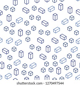 Dark BLUE vector seamless, isometric pattern in square style. Rectangles on abstract background with colorful gradient. Pattern for trendy fabric, wallpapers.