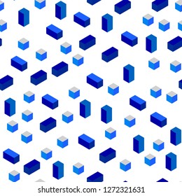 Dark BLUE vector seamless, isometric template with rhombus. Abstract gradient illustration with rectangles. Design for wallpaper, fabric makers.