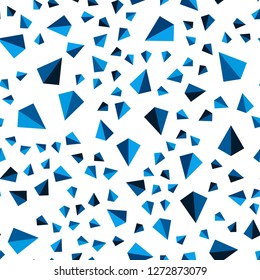 Dark BLUE vector seamless, isometric pattern with polygonal style. Decorative design in abstract style with triangles. Template for business cards, websites.