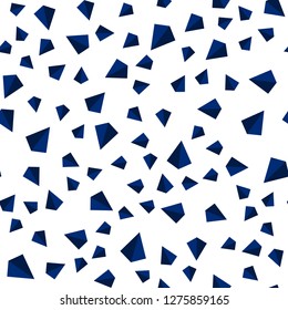 Dark BLUE vector seamless, isometric pattern with polygonal style. Beautiful illustration with triangles in nature style. Texture for window blinds, curtains.