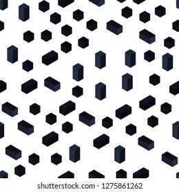 Dark BLUE vector seamless, isometric texture in rectangular style. Decorative design in abstract style with rectangles. Template for business cards, websites.