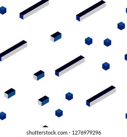 Dark BLUE vector seamless, isometric cover in polygonal style. Rectangles on abstract background with colorful gradient. Pattern for design of fabric, wallpapers.
