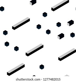 Dark BLUE vector seamless, isometric cover in polygonal style. Modern abstract illustration with colorful rectangles. Texture for window blinds, curtains.