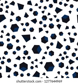 Dark BLUE vector seamless, isometric template with crystals, squares. Abstract gradient illustration with triangles, cubes. Texture for window blinds, curtains.