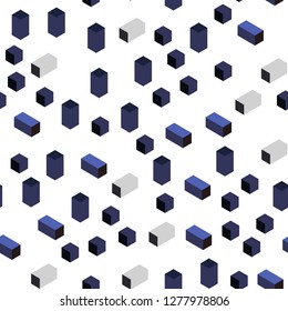 Dark BLUE vector seamless, isometric cover in polygonal style. Beautiful illustration with rectangles and squares. Pattern for design of fabric, wallpapers.