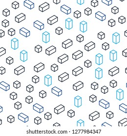 Dark BLUE vector seamless, isometric template with rhombus. Rectangles on abstract background with colorful gradient. Texture for window blinds, curtains.