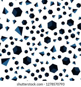 Dark BLUE vector seamless, isometric texture with poly style with cubes. Abstract gradient illustration with triangles, cubes. Pattern for design of fabric, wallpapers.