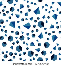 Dark BLUE vector seamless, isometric cover with triangles, rectangles. Abstract illustration with colorful lines, cubes. Pattern for trendy fabric, wallpapers.