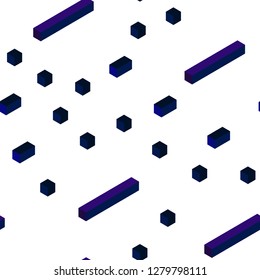 Dark BLUE vector seamless, isometric cover in polygonal style. Modern abstract illustration with colorful rectangles. Template for business cards, websites.