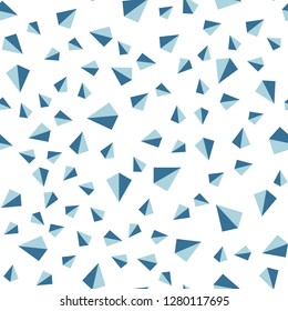 Dark BLUE vector seamless, isometric background with triangles. Glitter abstract illustration with triangular shapes. Pattern for design of fabric, wallpapers.