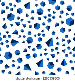 Dark BLUE vector seamless, isometric pattern with polygonal style with cubes. Lines, rhombus with colorful gradient. Texture for window blinds, curtains.