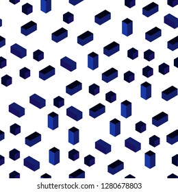 Dark BLUE vector seamless, isometric cover in polygonal style. Decorative design in abstract style with rectangles. Template for business cards, websites.