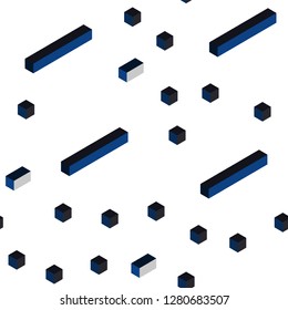 Dark BLUE vector seamless, isometric backdrop with rhombus. Illustration with set of colorful rectangles. Texture for window blinds, curtains.