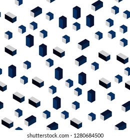 Dark BLUE vector seamless, isometric backdrop with rhombus. Beautiful illustration with rectangles and squares. Template for business cards, websites.