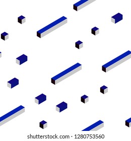 Dark BLUE vector seamless, isometric template with rhombus. Beautiful illustration with rectangles and squares. Design for wallpaper, fabric makers.