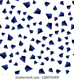 Dark BLUE vector seamless, isometric background with triangles. Illustration with set of colorful triangles. Pattern for design of fabric, wallpapers.