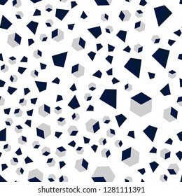 Dark BLUE vector seamless, isometric cover with triangles, rectangles. Lines, rhombus with colorful gradient. Design for wallpaper, fabric makers.