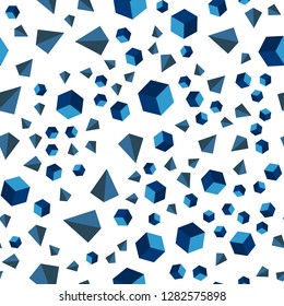 Dark BLUE vector seamless, isometric cover with triangles, rectangles. Illustration with set of colorful triangles, squares. Template for business cards, websites.