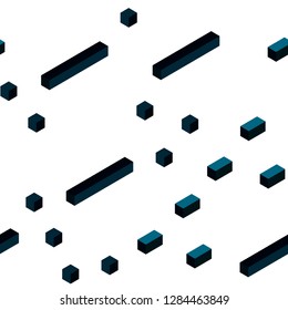 Dark BLUE vector seamless, isometric layout with lines, rectangles. Decorative design in abstract style with rectangles. Template for business cards, websites.