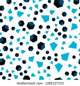 Dark BLUE vector seamless, isometric backdrop with lines, rhombus. Illustration with colorful triangles, rectangles. Texture for window blinds, curtains.