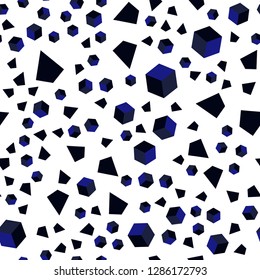 Dark BLUE vector seamless, isometric backdrop with lines, rhombus. Illustration with colorful triangles, rectangles. Design for wallpaper, fabric makers.