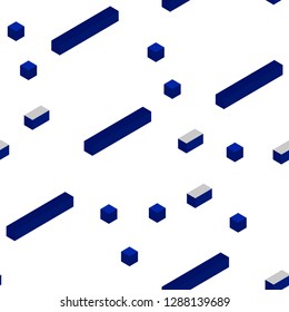 Dark BLUE vector seamless, isometric pattern in square style. Abstract gradient illustration with rectangles. Design for wallpaper, fabric makers.