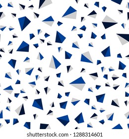 Dark BLUE vector seamless, isometric backdrop with lines, triangles. Illustration with set of colorful triangles. Pattern for design of fabric, wallpapers.