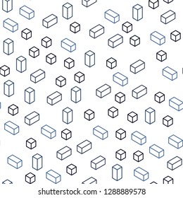 Dark BLUE vector seamless, isometric texture in rectangular style. Modern abstract illustration with colorful rectangles. Texture for window blinds, curtains.