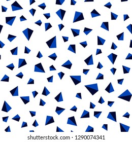 Dark BLUE vector seamless, isometric pattern with polygonal style. Beautiful illustration with triangles in nature style. Design for textile, fabric, wallpapers.