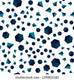 Dark BLUE vector seamless, isometric background with triangles, cubes. Lines, rhombus with colorful gradient. Pattern for design of fabric, wallpapers.