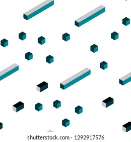 Dark BLUE vector seamless, isometric background with rectangles. Modern abstract illustration with colorful rectangles. Pattern for design of fabric, wallpapers.