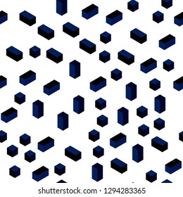 Dark BLUE vector seamless, isometric template with rhombus. Rectangles on abstract background with colorful gradient. Pattern for design of fabric, wallpapers.