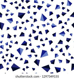 Dark BLUE vector seamless, isometric pattern with polygonal style. Illustration with set of colorful triangles. Design for textile, fabric, wallpapers.