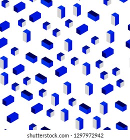 Dark BLUE vector seamless, isometric cover in polygonal style. Abstract gradient illustration with rectangles. Template for business cards, websites.