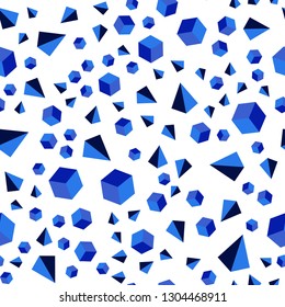 Dark BLUE vector seamless, isometric layout with rectangles, triangles. Abstract illustration with colorful lines, cubes. Design for textile, fabric, wallpapers.