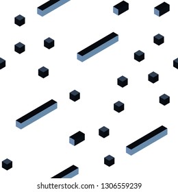 Dark BLUE vector seamless, isometric cover in polygonal style. Illustration with set of colorful rectangles. Design for wallpaper, fabric makers.