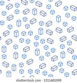 Dark BLUE vector seamless, isometric background with rectangles. Decorative design in abstract style with rectangles. Design for textile, fabric, wallpapers.