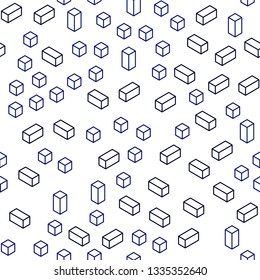 Dark BLUE vector seamless, isometric background with rectangles. Rectangles on abstract background with colorful gradient. Pattern for trendy fabric, wallpapers.