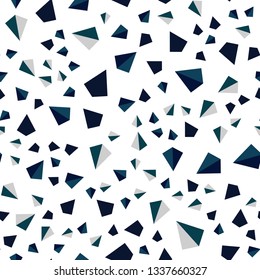 Dark BLUE vector seamless, isometric pattern with polygonal style. Decorative design in abstract style with triangles. Texture for window blinds, curtains.