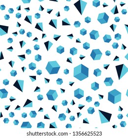 Dark BLUE vector seamless, isometric template with crystals, squares. Illustration with set of colorful triangles, squares. Texture for window blinds, curtains.