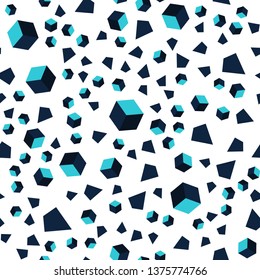 Dark BLUE vector seamless, isometric backdrop with lines, rhombus. Illustration with set of colorful triangles, squares. Design for wallpaper, fabric makers.