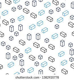 Dark BLUE vector seamless, isometric pattern in square style. Abstract gradient illustration with rectangles. Design for wallpaper, fabric makers.