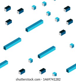 Dark BLUE vector seamless, isometric template with rhombus. Abstract gradient illustration with rectangles. Pattern for trendy fabric, wallpapers.