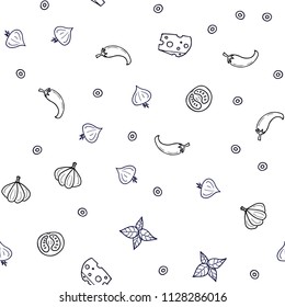 Dark BLUE vector seamless layout with restaurant food. Illustration with set of fresh food in doodle style. Doodle design for your business advert of cafes.