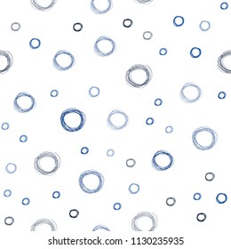 Dark BLUE vector seamless layout with circle shapes. Blurred bubbles on abstract background with colorful gradient. Pattern can be used as texture of wallpapers.
