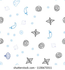 Dark BLUE vector seamless layout with restaurant food. Glitter abstract sketch with gourmet food. Doodle design for your business advert of cafes.