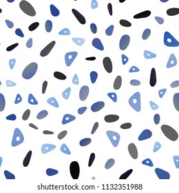 Dark BLUE vector seamless layout with circles, lines. Decorative design in abstract style with lines, dots. Pattern for commercials.