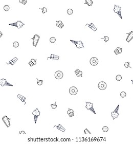 Dark BLUE vector seamless layout with restaurant food. Beautiful colored illustration with food in doodle style. Doodle design for your business advert of cafes.