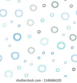 Dark BLUE vector seamless layout with circle shapes. Beautiful colored illustration with blurred circles in nature style. Pattern can be used for beautiful websites.