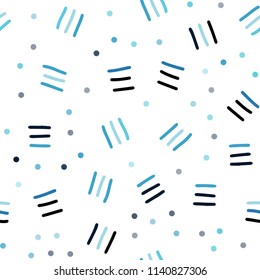Dark BLUE vector seamless layout with simple elements. Illustration with repetition of lines on white background. Pattern for trendy fabric, wallpapers.